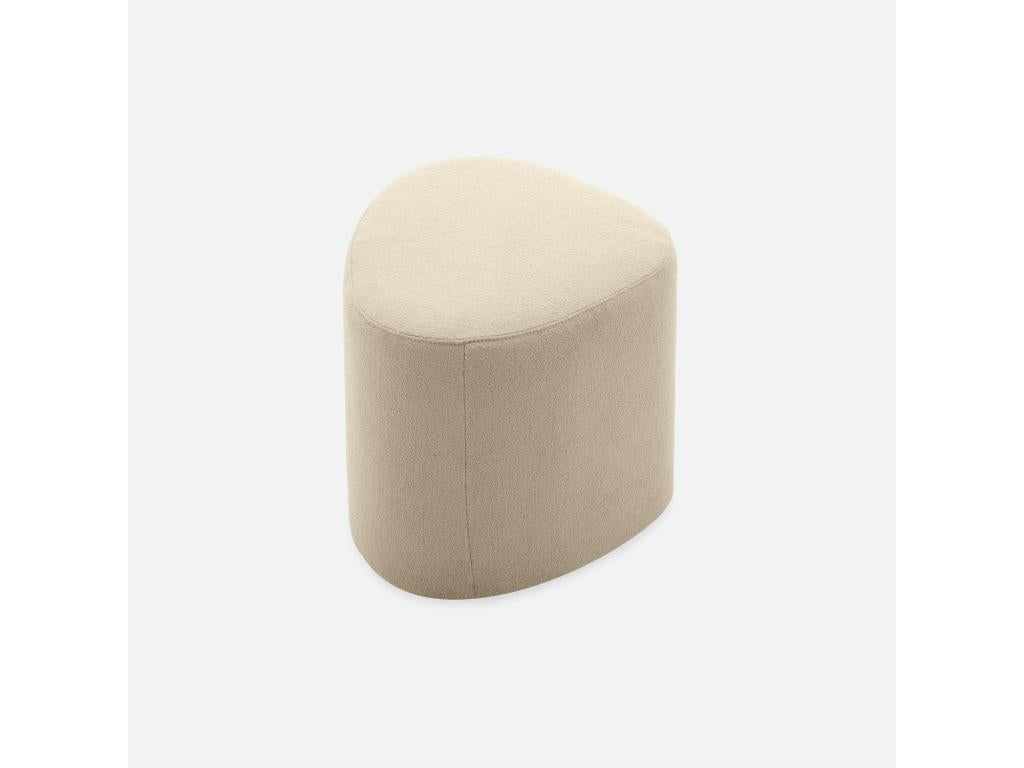 pebble-shaped stool- pouf in beige fabric - Meubiana L 60 x D 44 x H 40cm