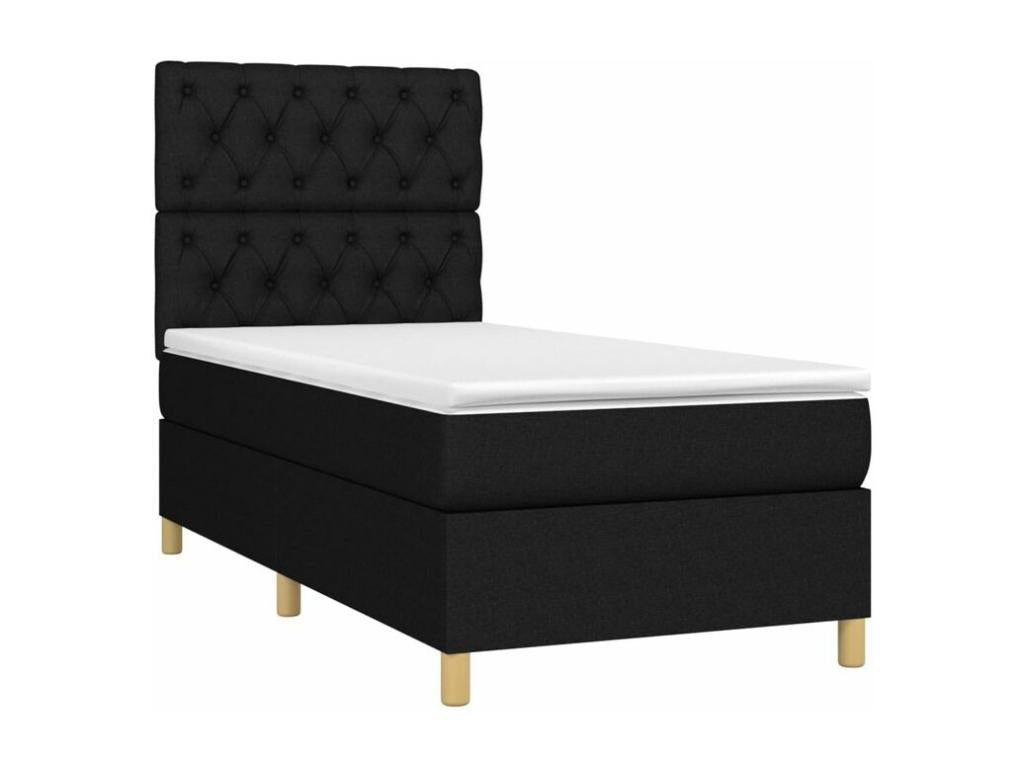 Meubiana bed base and mattress with LED light, black, 80x200 cm, fabric