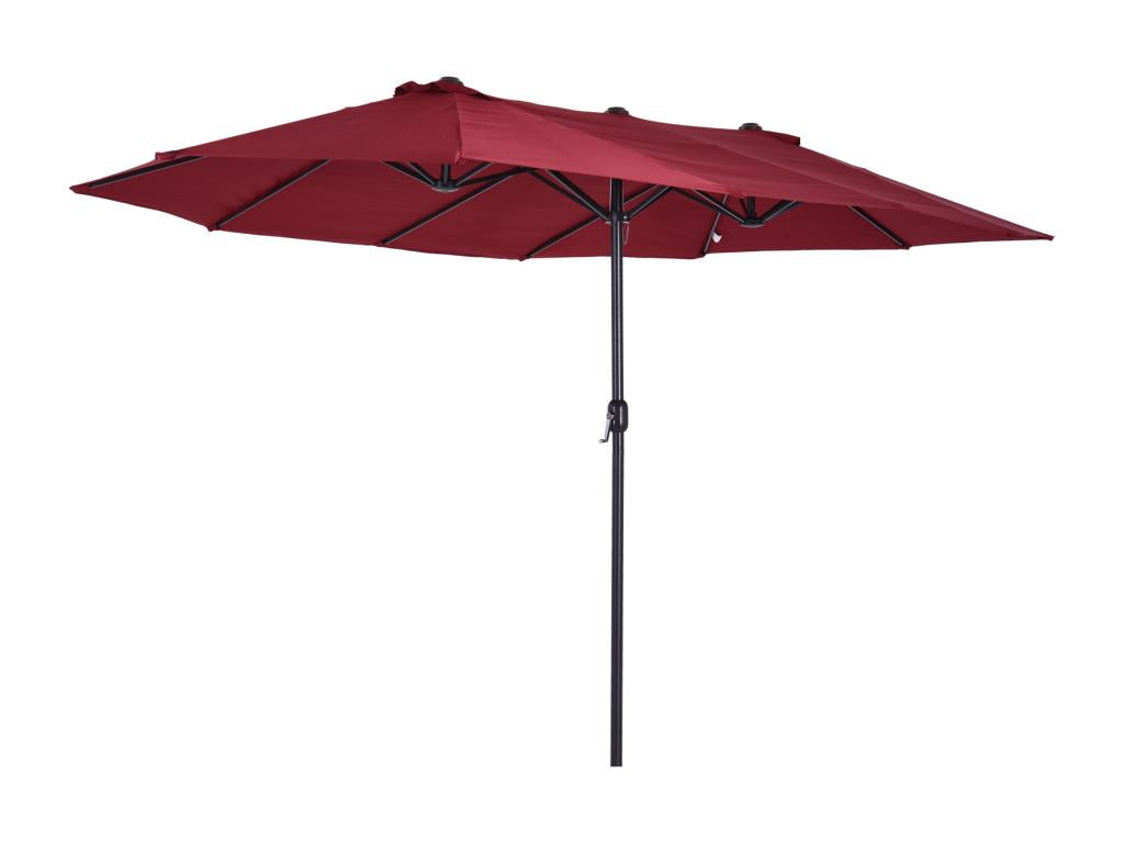 XXL garden parasol, large size 4.6L x 2.7W x 2.4H m, Meubiana steel and high-density polyester, burgundy