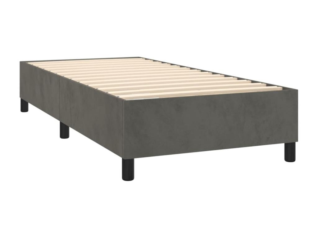 Upholstered bed base with mattress, dark grey, 100x200 cm