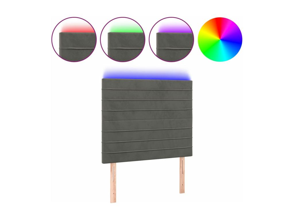 Dark Grey LED Headboard 80x5x118/128 cm Velvet