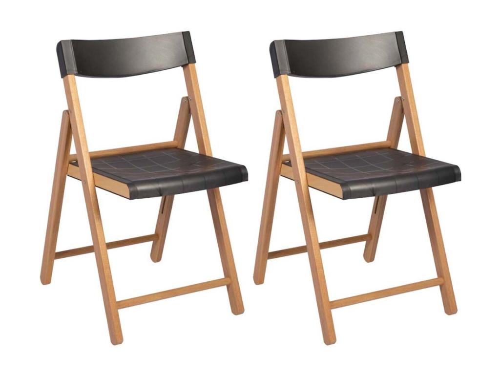 Meubiana folding garden chair in teak and plastic, set of 2