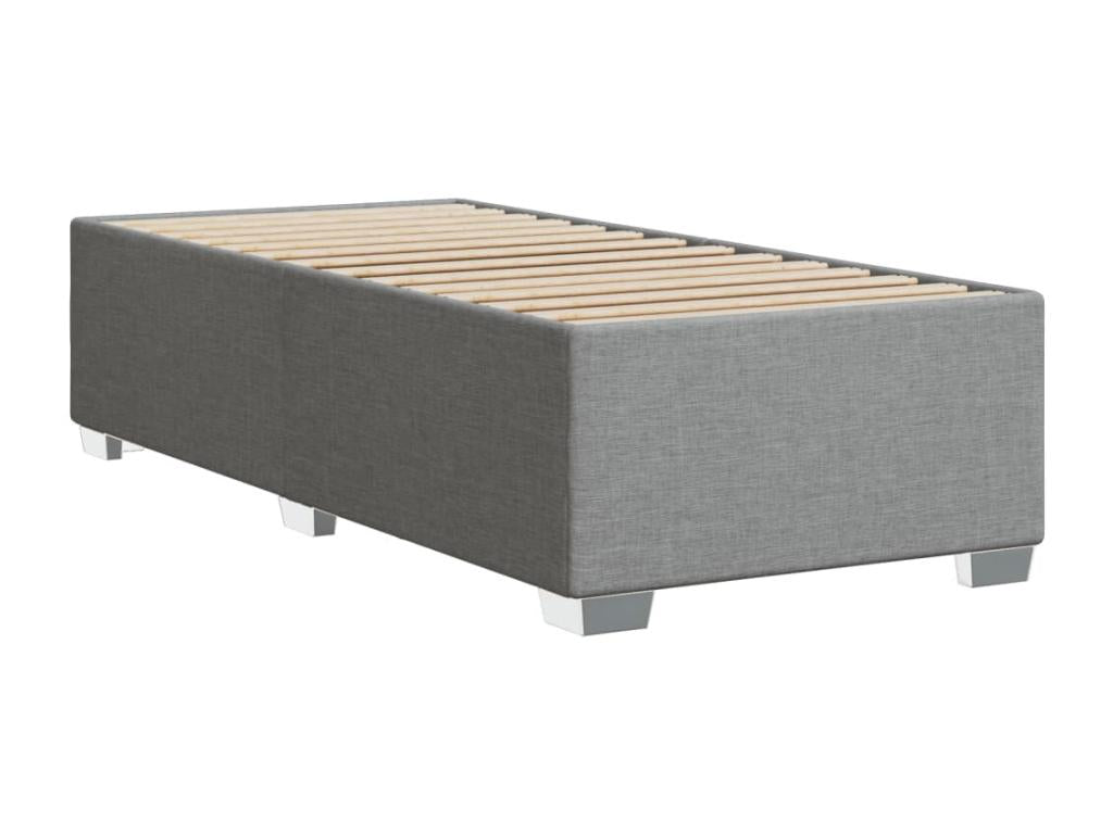 Light grey bed frame without mattress, 90x200 cm, fabric