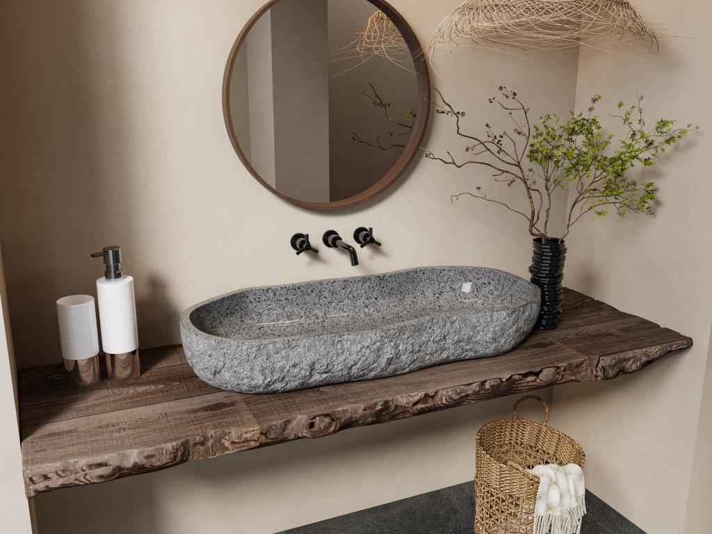Meubiana river stone countertop basin