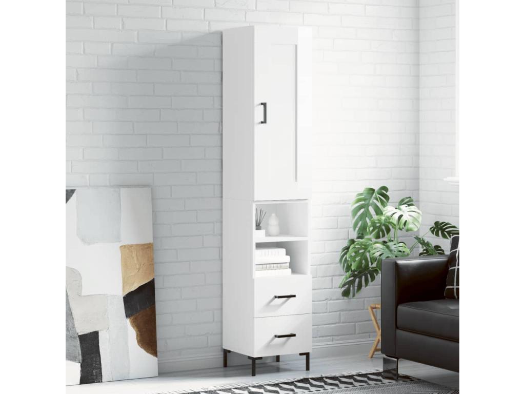 High-gloss white sideboard, 34.5x34x180 cm, engineered wood