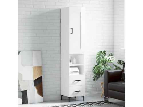 High-gloss white sideboard, 34.5x34x180 cm, engineered wood