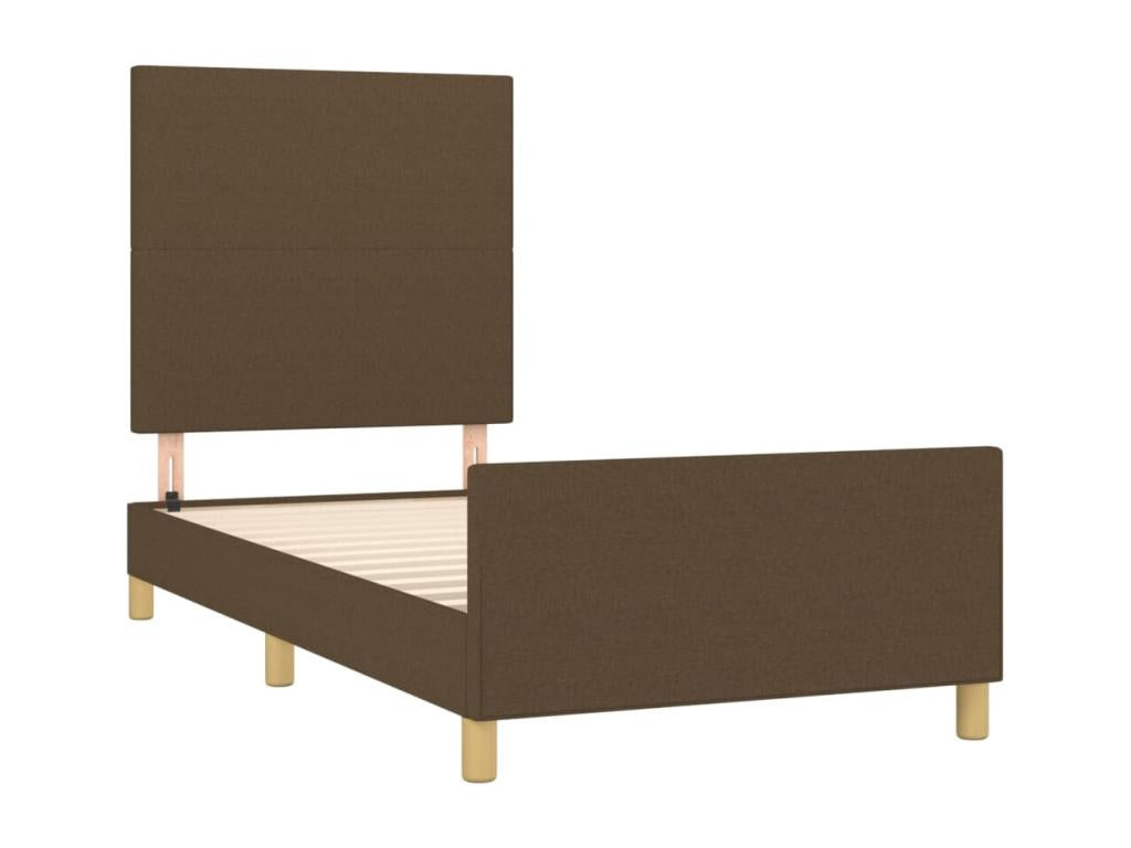 Dark brown bed frame without mattress, 90x190 cm, fabric