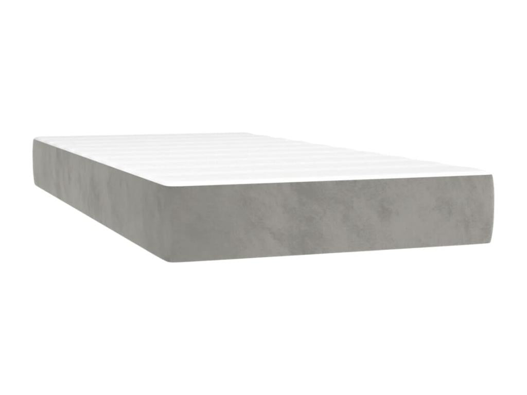 Meubiana bed base and mattress, light grey, 100x200 cm, velvet