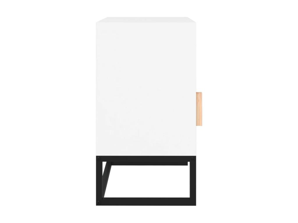 White bedside table 40x30x55.5 cm engineered wood and iron