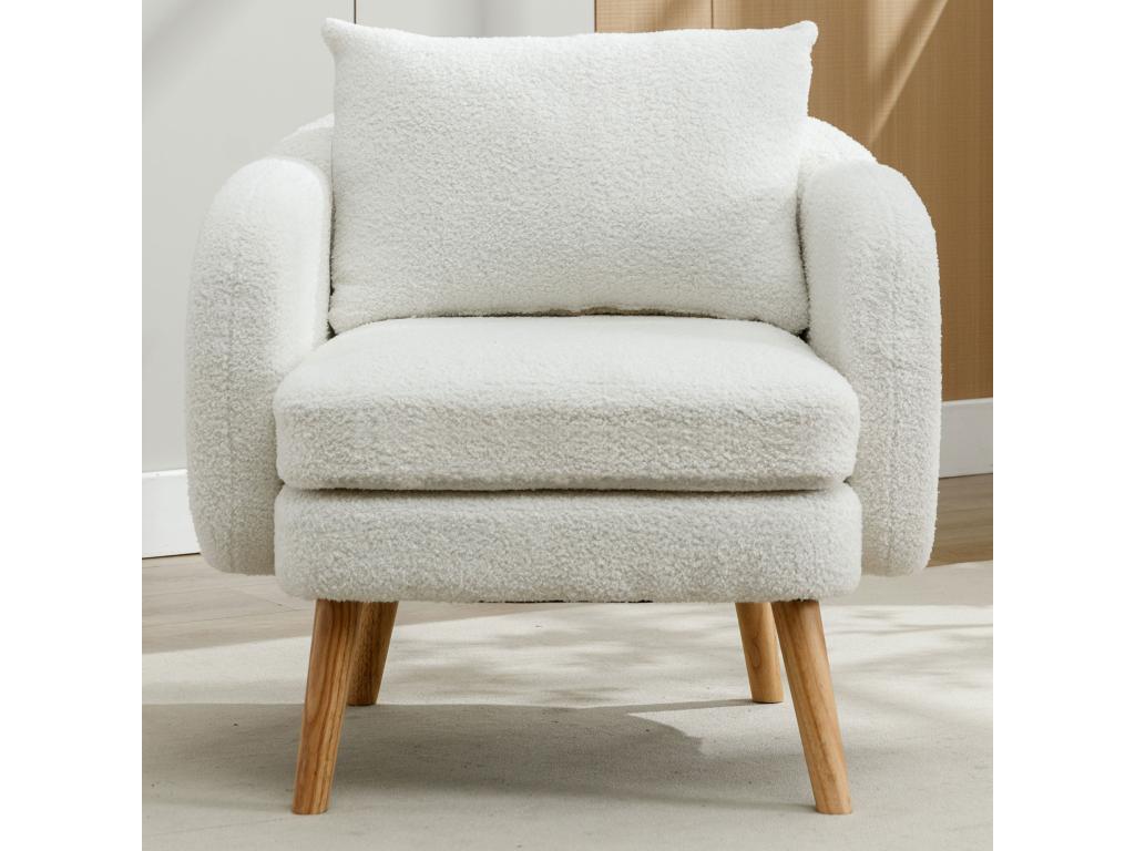 Homzora Modern Simple Velvet Armchair with Cushion. Extra-Thick Cushioned Armchair. Simple Sofa Armchair. Solid Wood Legs.