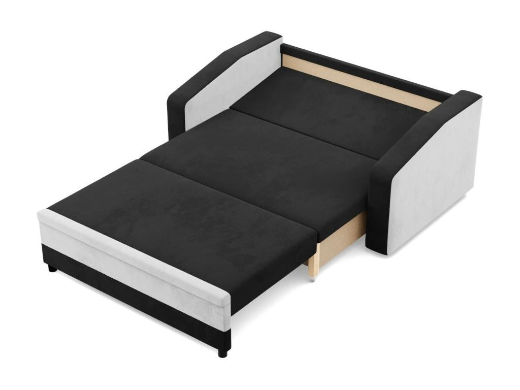 2-seater sofa with sleeper function, black and white