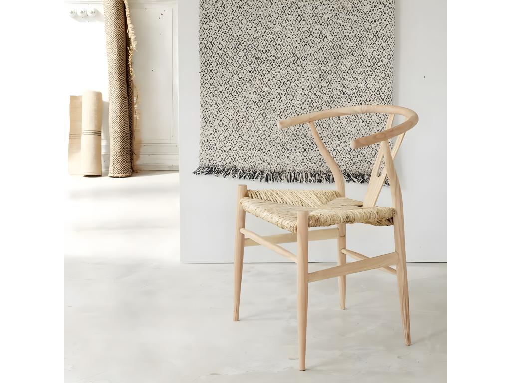 Set of 2 chairs in solid Meubiana wood with woven seats