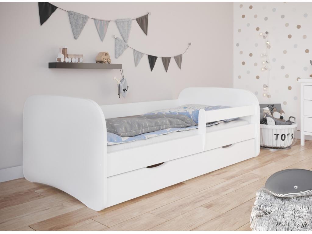 Meubiana white children's bed with slatted bases and removable safety rail - 70x140
