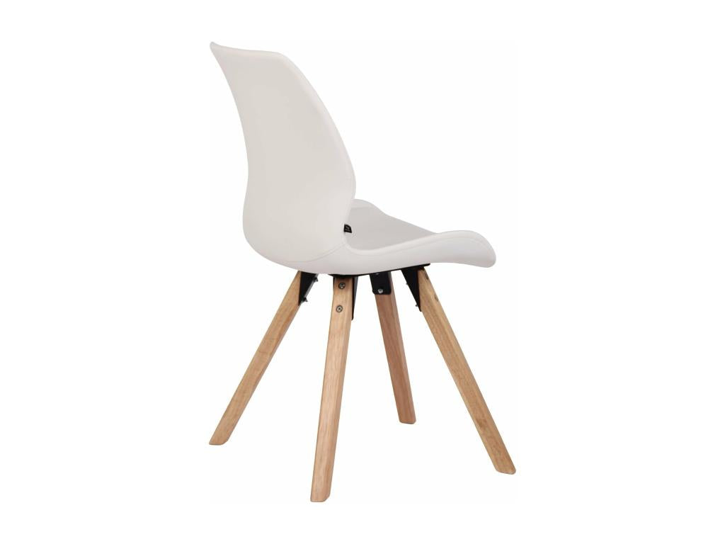Set of 4 Scandinavian design dining chairs in white PVC with light wood legs 10 0001847