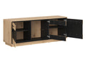 Meubiana 3-Door TV Stand in Wood and Black