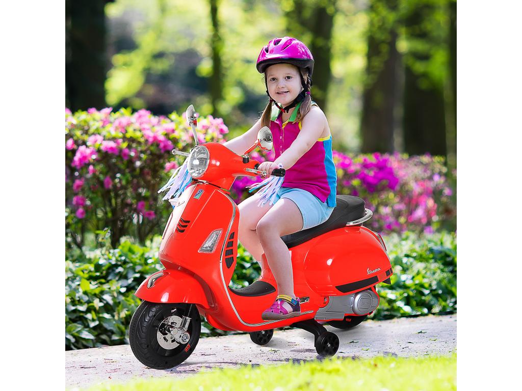 Homzora 6V Electric Scooter for Children - 102L x 51W x 76H cm - MP3 Music, USB Port, Horn, Red Rear Light