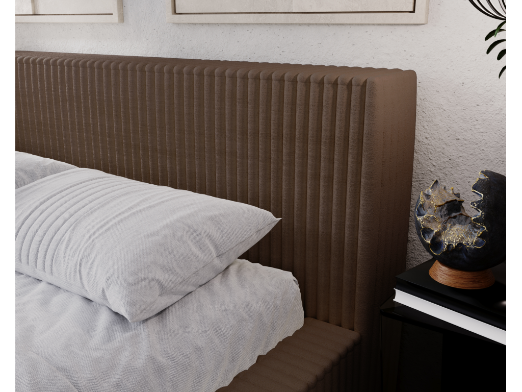 Meubiana Buffy Bed with Frame 180x200 - Upholstered Bed with Storage, Brown Fur Fabric, Meubiana 45