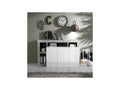 3-Door Buffet in Glossy White Lacquer/Light Polished Concrete - Doucezen