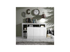 3-Door Buffet in Glossy White Lacquer/Light Polished Concrete - Doucezen