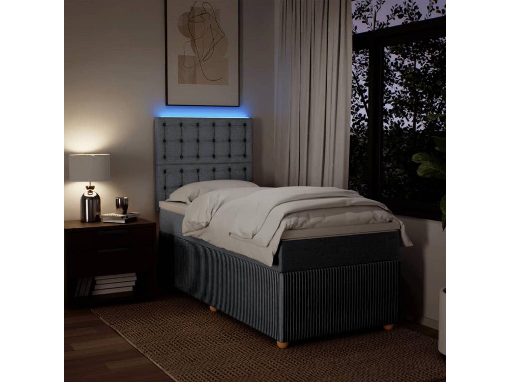 Meubiana bed base with light grey 80x200 cm fabric mattress