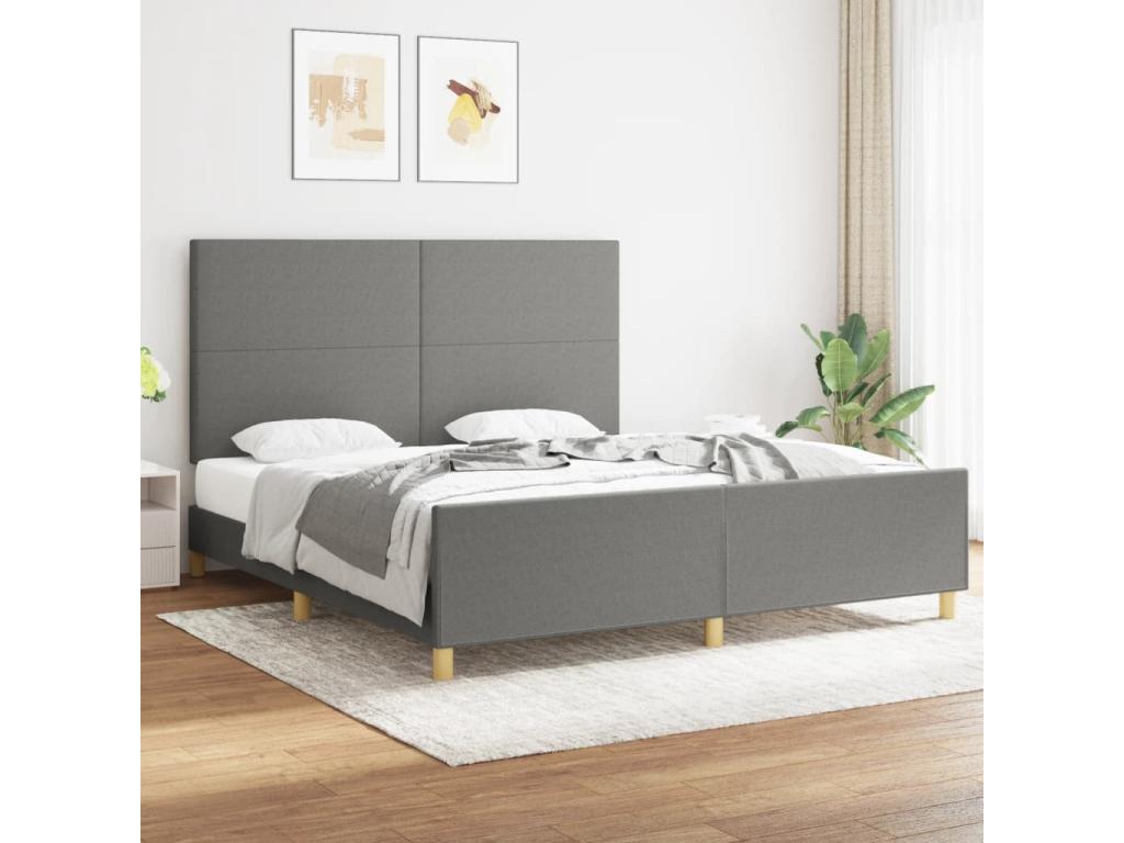 Dark grey bed frame without mattress, 180x200 cm, fabric