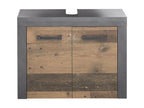 Bathroom furniture - Melamine vanity unit in walnut and cement grey - W - H - D 72 - 56 - 34 cm.