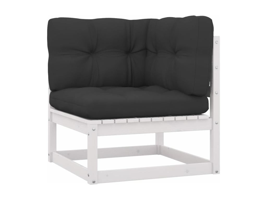 10-piece garden furniture set with cushions, white, solid pine wood