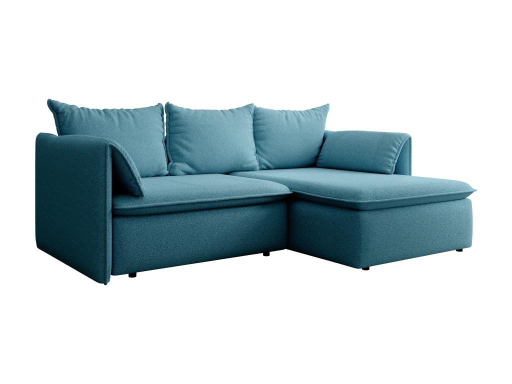 Meubiana right-hand corner sofa bed in textured blue fabric