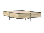 Meubiana oak bed frame 160x200 cm engineered wood and metal