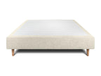 Upholstered bed base in light beige fabric, 150x190 cm, H35cm