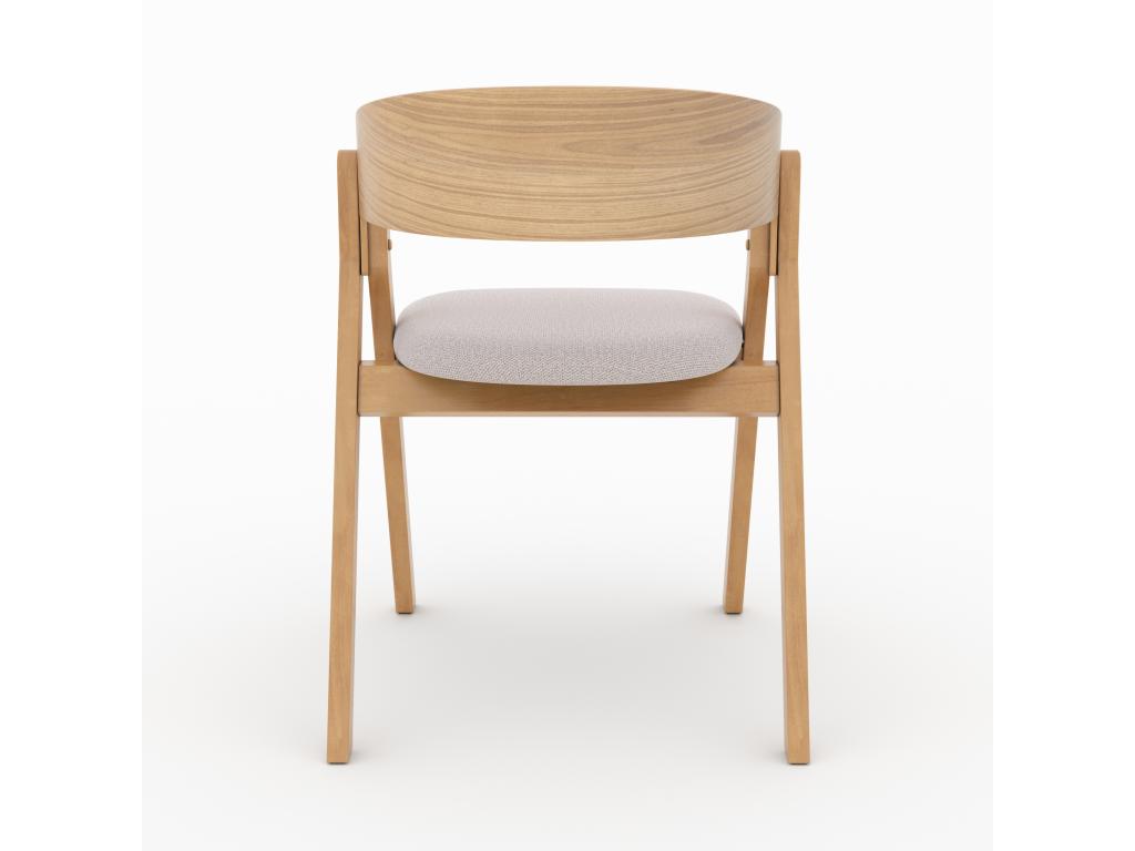 Chair in rubberwood and beige fabric - Meubiana