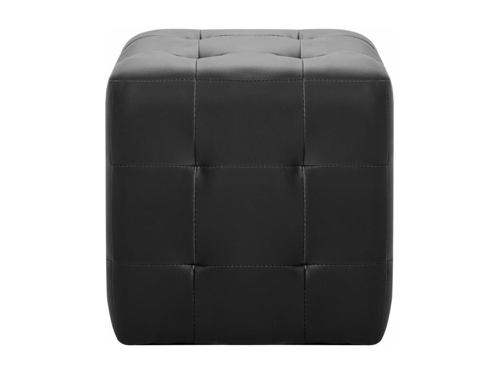 2-piece pouf set, black, 30x30x30 cm, faux leather