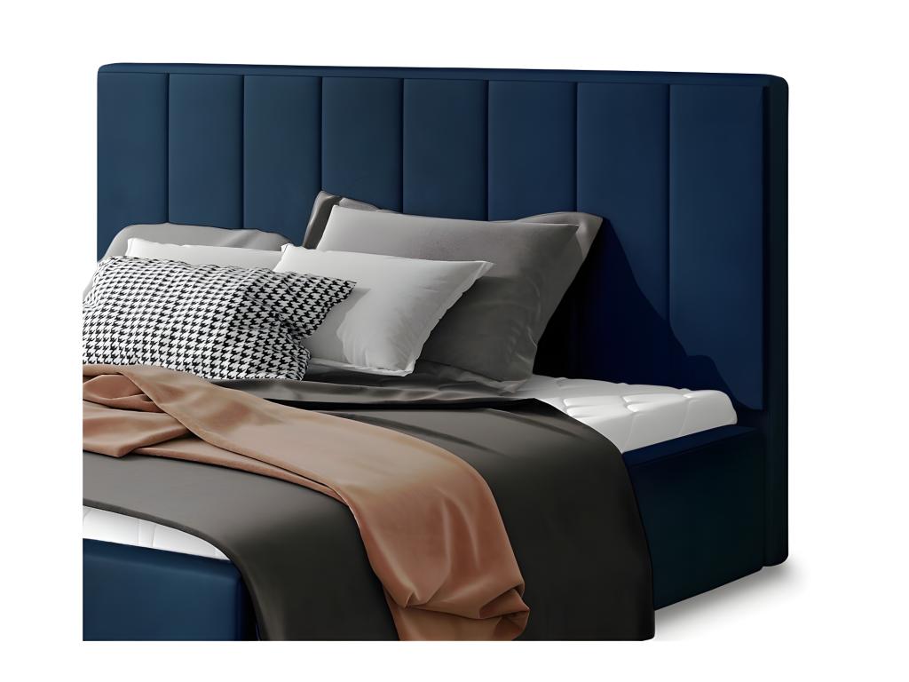 Luxury quality Meubiana blue double bed in velvet fabric, 140x200