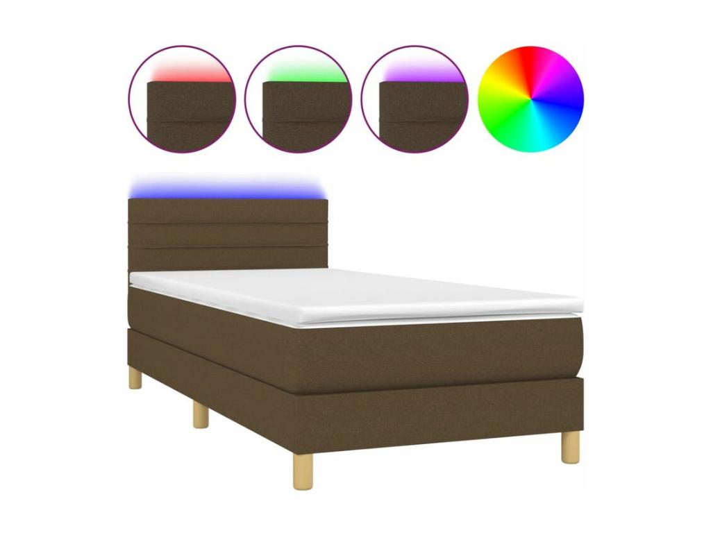 Meubiana bed base and mattress with LED, Dark Brown, 80x200