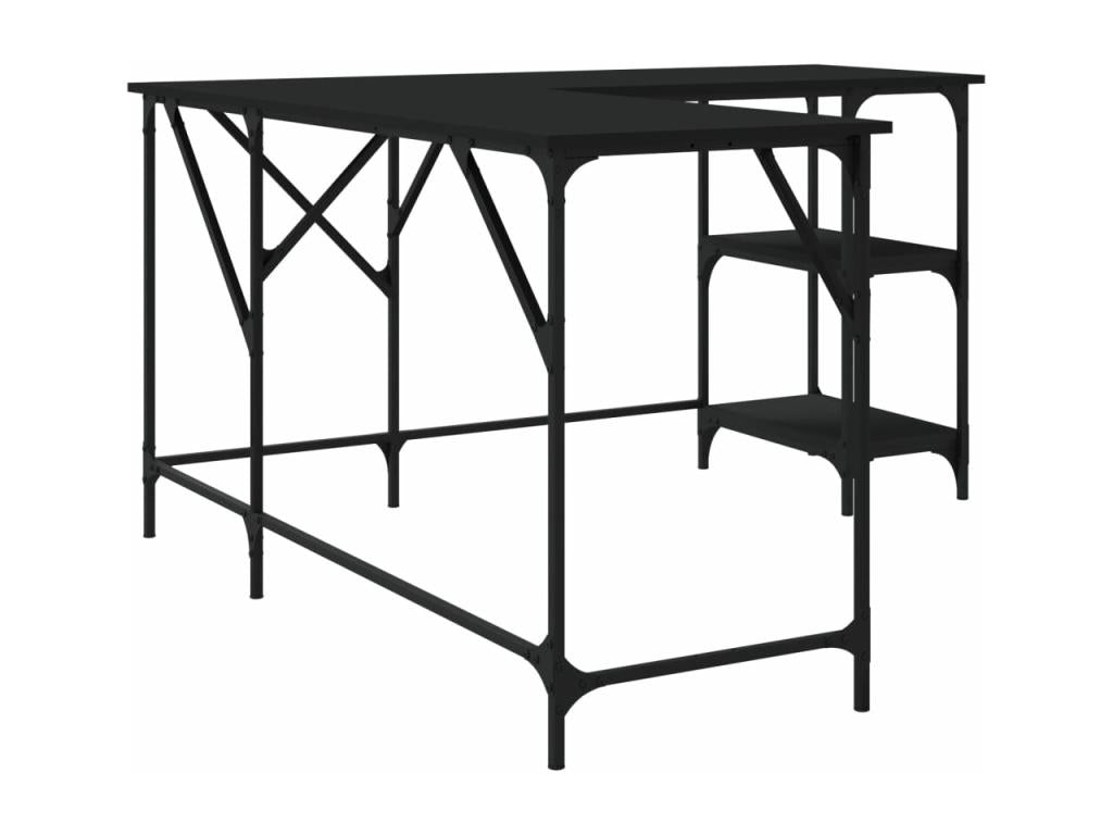 Black desk 139x139x75 cm engineered wood