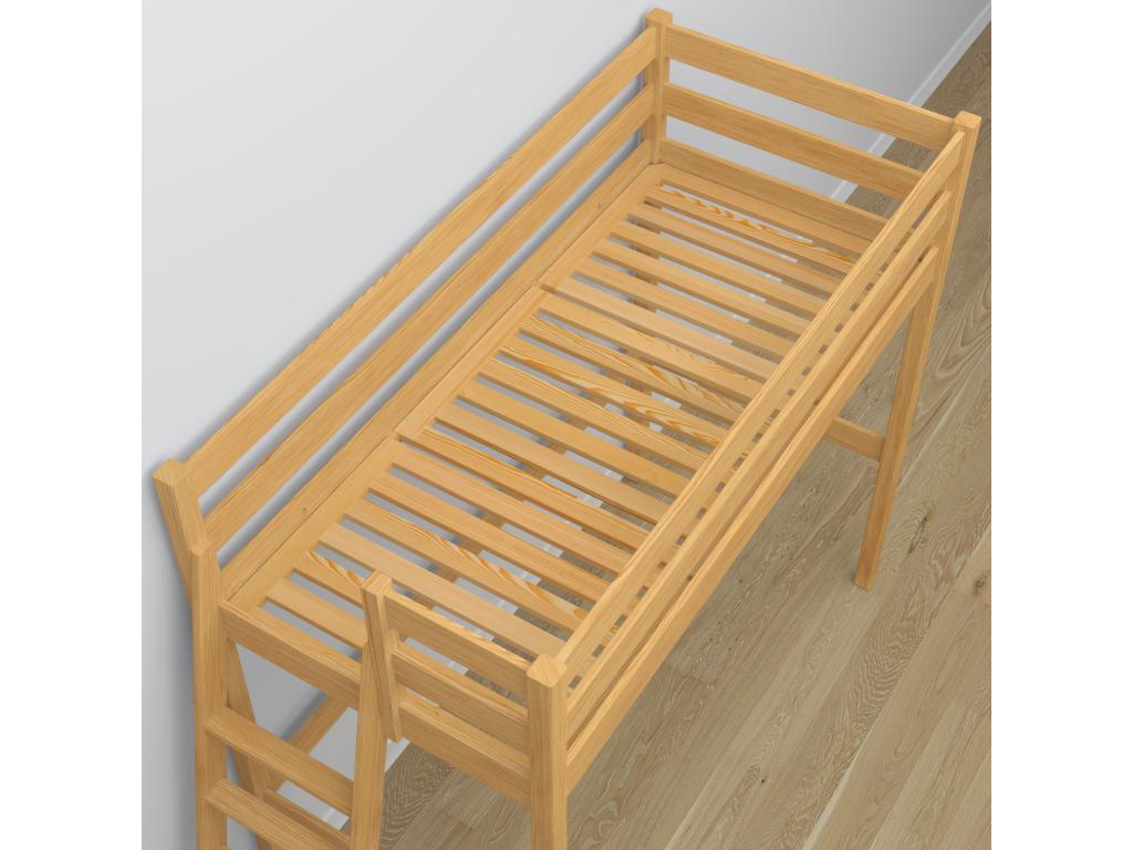 Wooden loft bed N02 Natural Pine 120x200