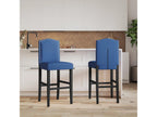 Set of 2 bar stools in solid rubberwood and fabric