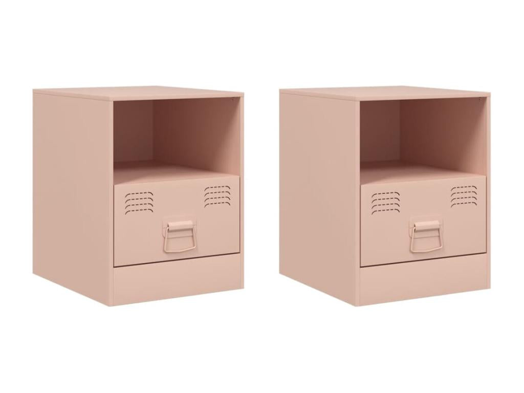 2-piece bedside tables, pink, 34.5x39x44 cm, steel