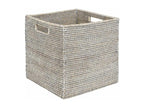 Set of 3 storage boxes in patinated grey rattan