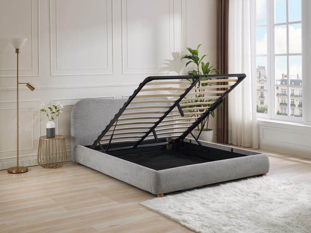 Storage bed 140x190 cm - Fabric - Light gray - Meubiana