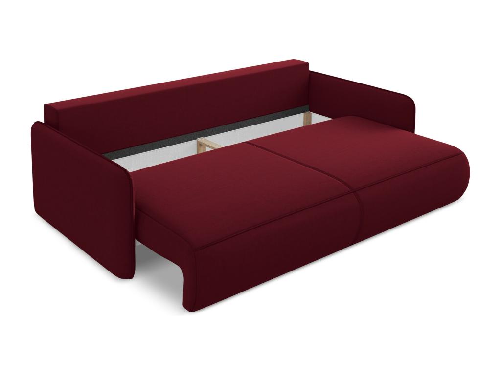 3-seater convertible sofa in velvet - burgundy - Meubiana