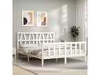 Bed frame with white headboard, Meubiana Size, solid wood