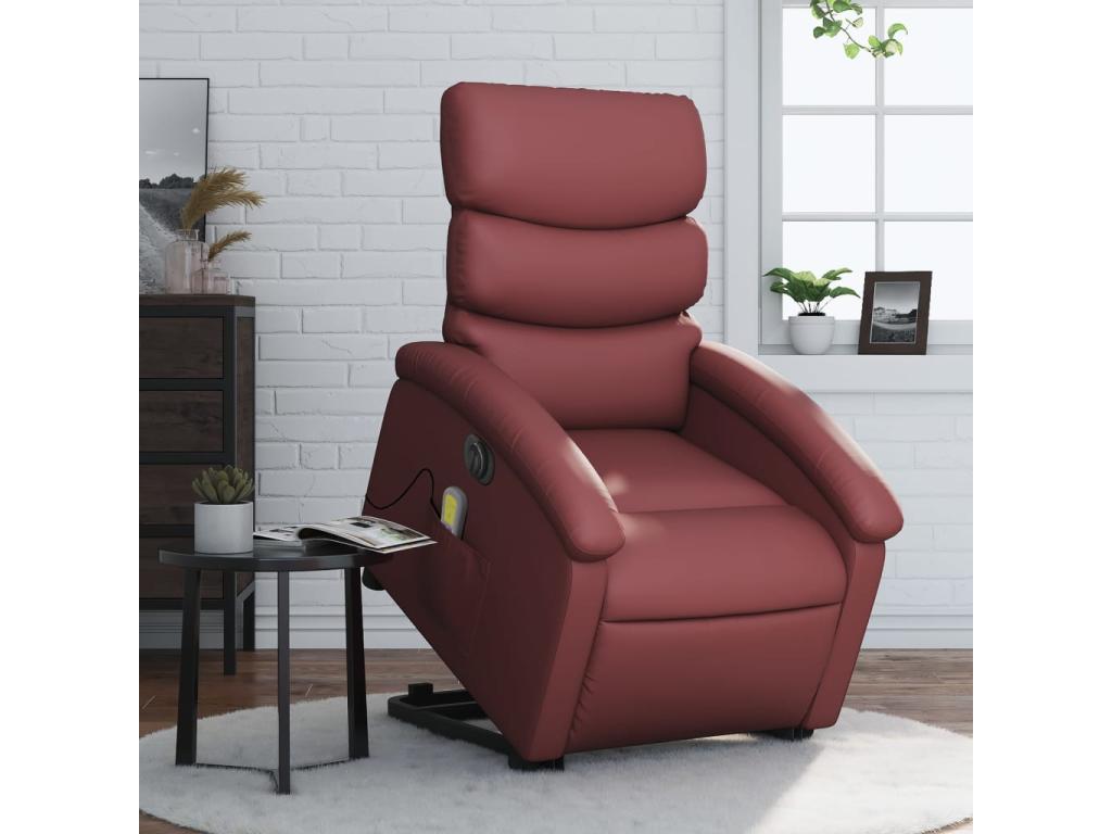Burgundy red electric massage recliner