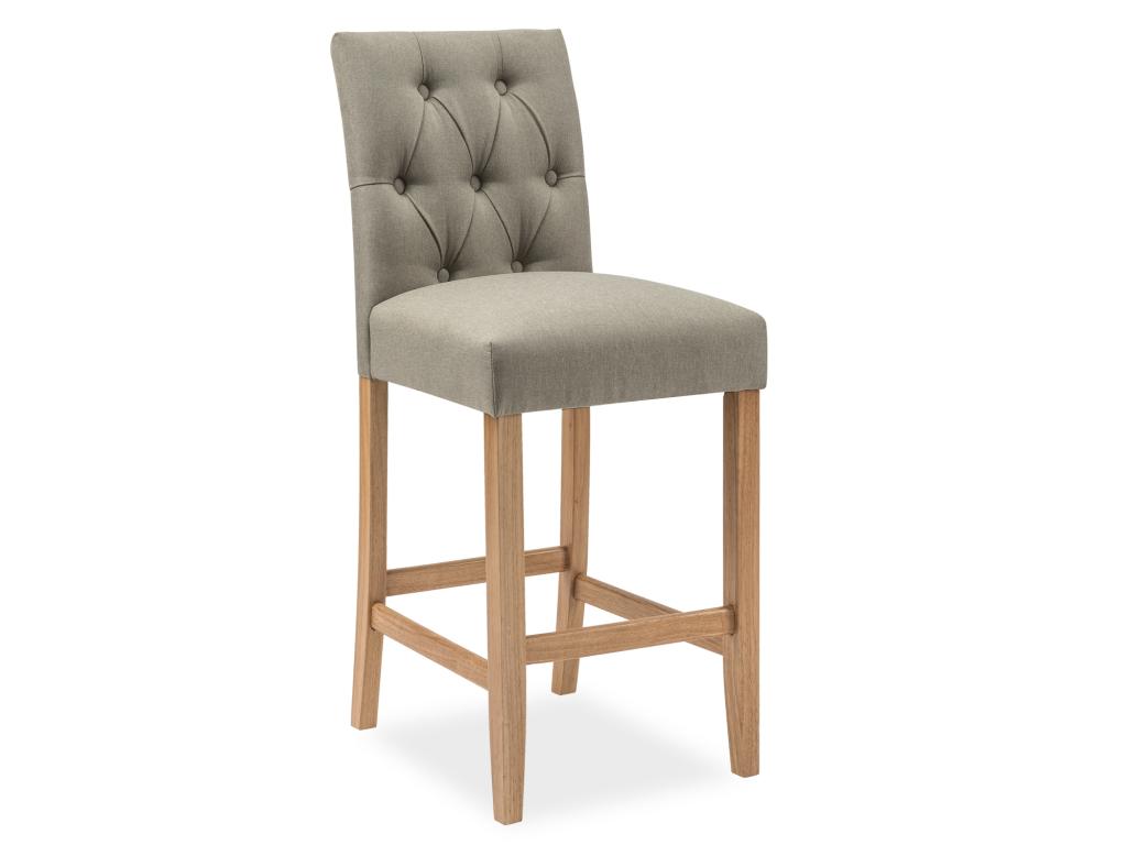 Set of 2 Meubiana wooden bar stools with beige fabric - H65cm