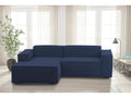 Meubiana Fixed Sofa Large Modular 2-Seater Sofa with Left-Hand Peninsula Made in Italy Modern Fabric Sofa 240x170x70 cm Blue