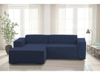 Meubiana Fixed Sofa Large Modular 2-Seater Sofa with Left-Hand Peninsula Made in Italy Modern Fabric Sofa 240x170x70 cm Blue