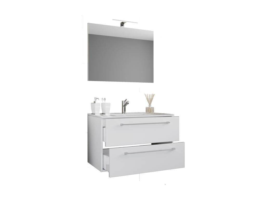 Meubiana 3-piece bathroom vanity unit with sink and drawer, SP 60 - white