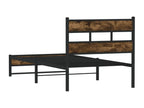 Metal bed frame without mattress, smoked oak, 90x200 cm