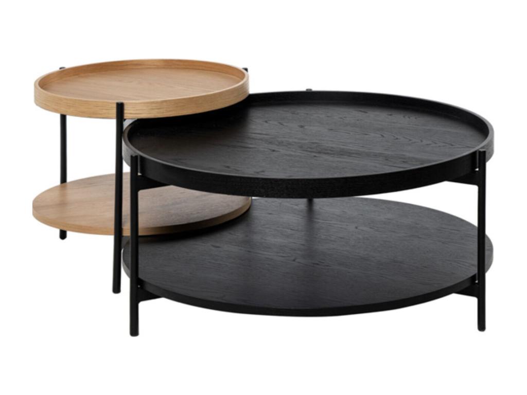 Meubiana Modern Round Coffee Table - Black - 80cm Diameter