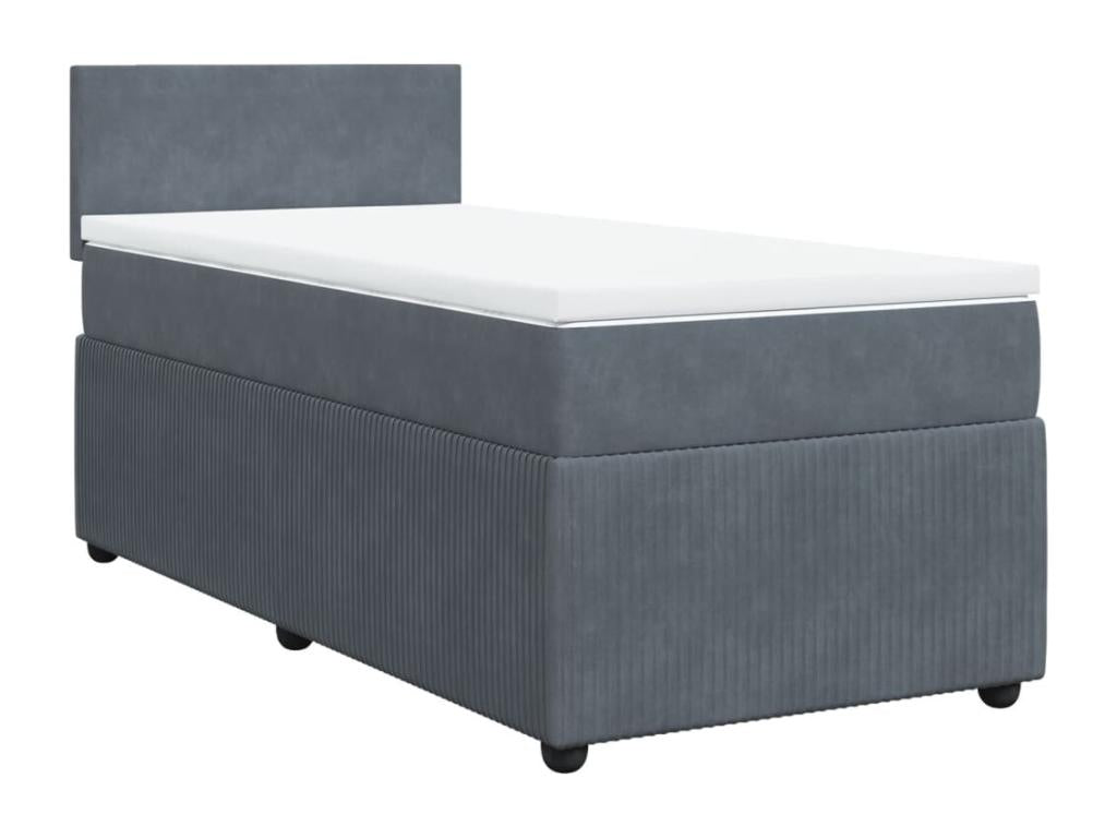 Meubiana bed base and mattress, dark grey, 80x200 cm, velvet